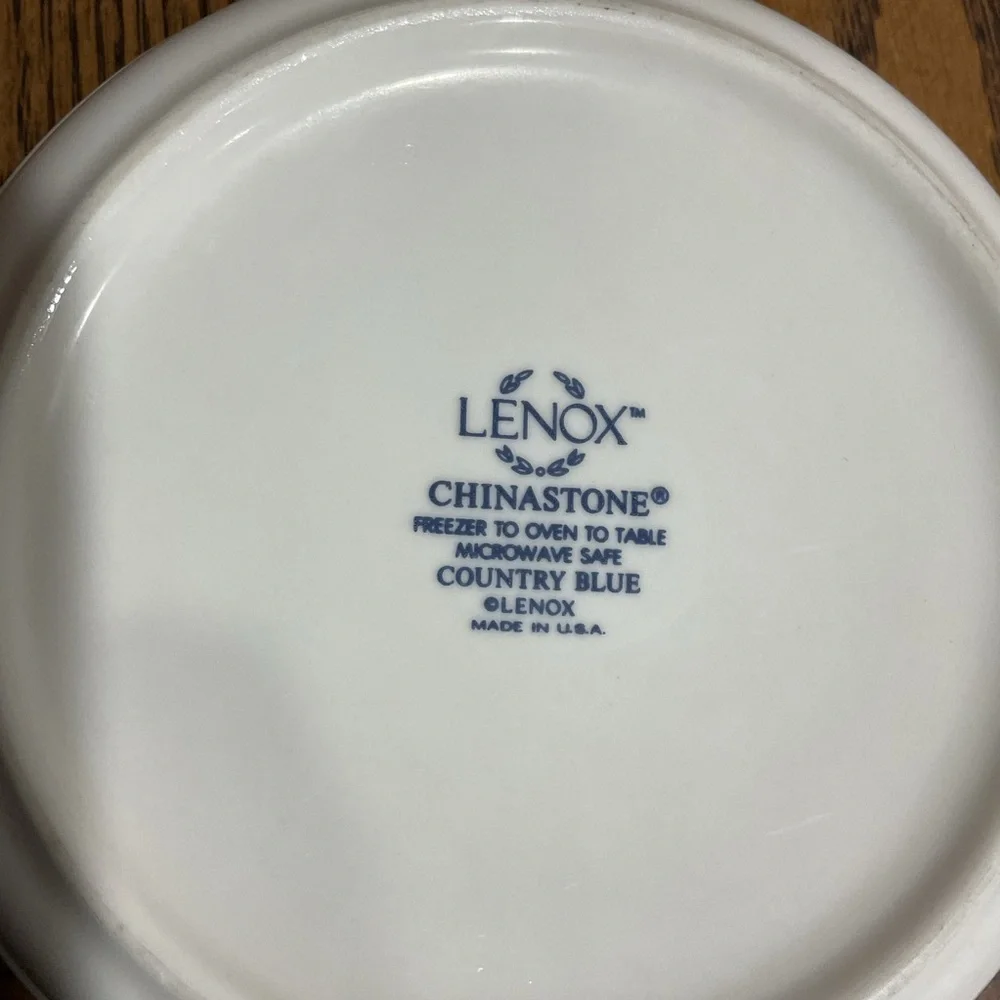 Pretty Lenox Chinastone Country Blue White Bowl with Blue Scroll Motif made USA